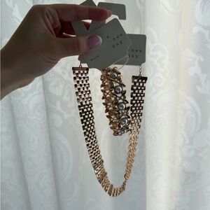A New Day Gold Statement Necklace and Bracelet Set
